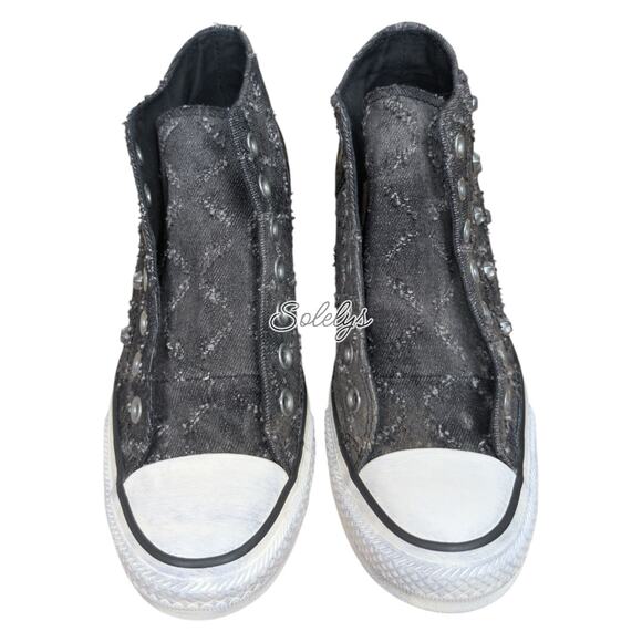 Converse 2015 Lux Mid Hidden Wedge Lurex Star Stud Distressed Sneaker 7.5 RARE - Picture 8 of 11